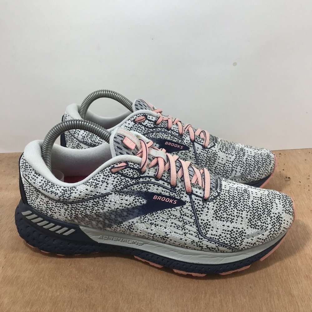 Brooks Womens Adrenaline GTS 21 White Running Shoes Sneakers Size 9